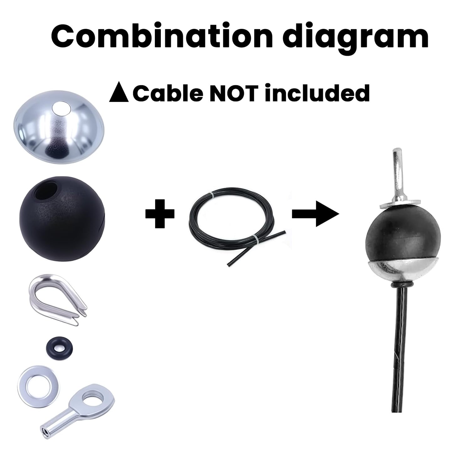 Gym Machine Cable Accessories Set, 5mm/6mm Cable Ball Stopper with Interface Port, Wire Rope Joint & Replacement Parts for Home Fitness Equipment