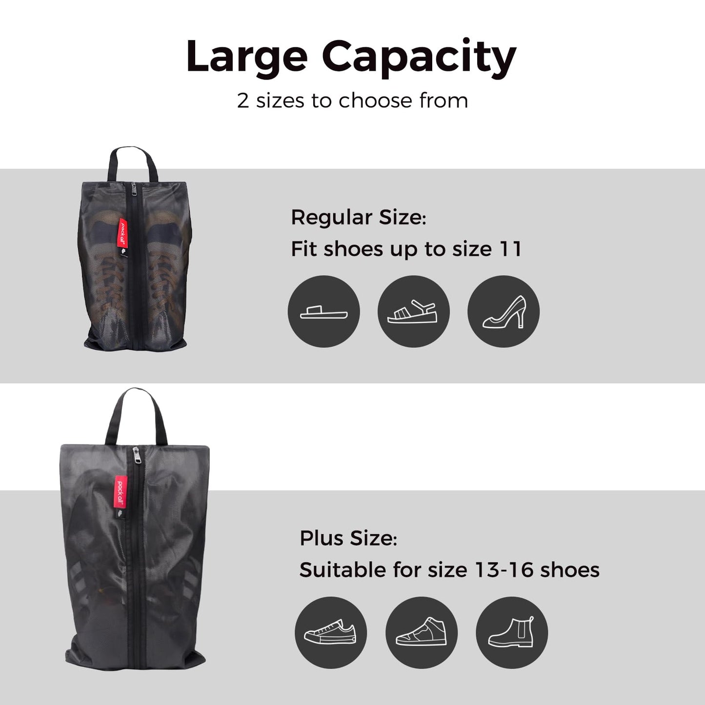 pack all Shoe Bag for Travel, Water-Resistant Shoe Pouch for Gym, Odor-Resistant Soccer Cleats Bag for Sport (Dual Pocket Version)