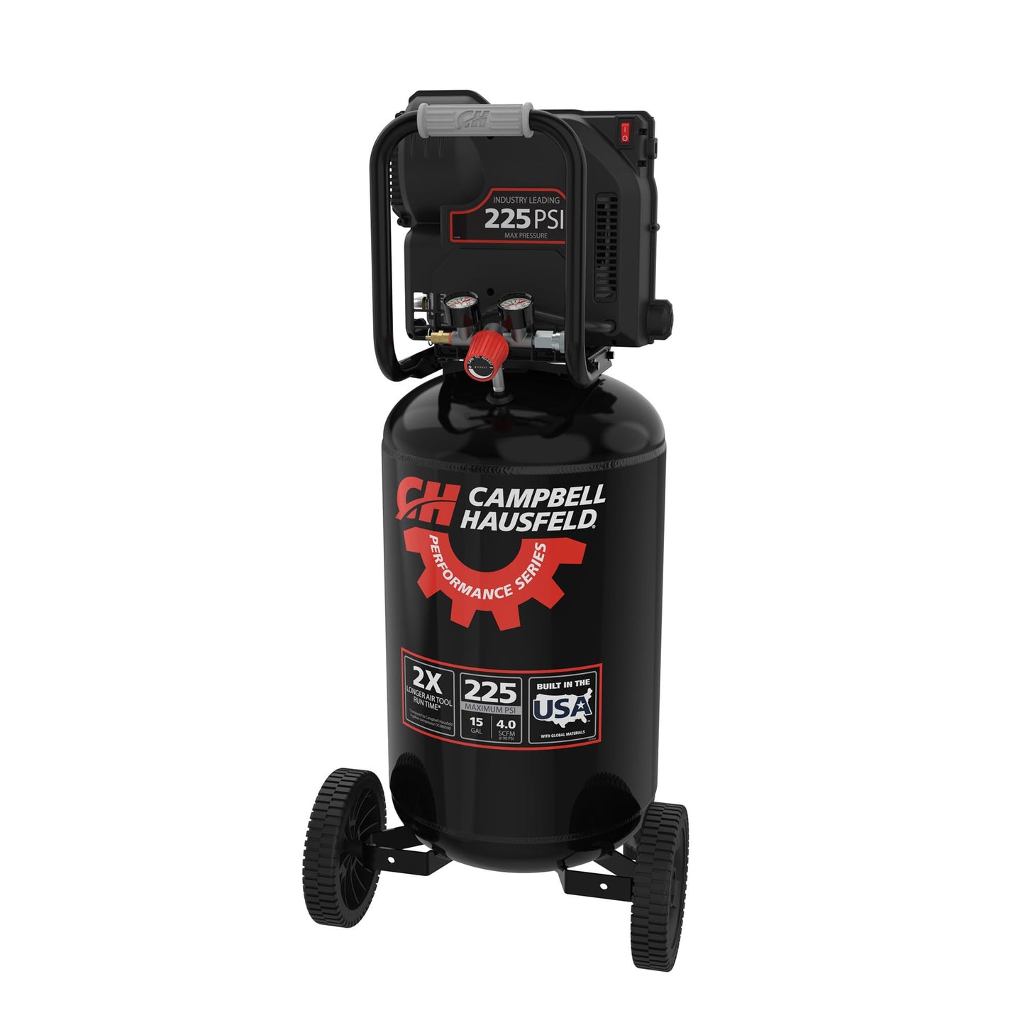 Campbell Hausfeld 15 Gallon Vertical Air Compressor, 225 PSI, Oil‑Free
