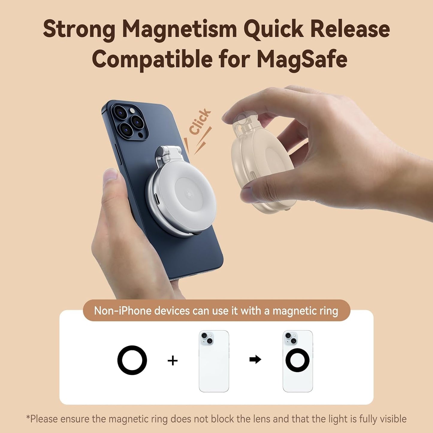 AFAITH C03 CRI97 360 Magnetic Selfie Ring Light, Phone Light Compatible with iPhone Magsafe, LED Selfie Ring Fill Light