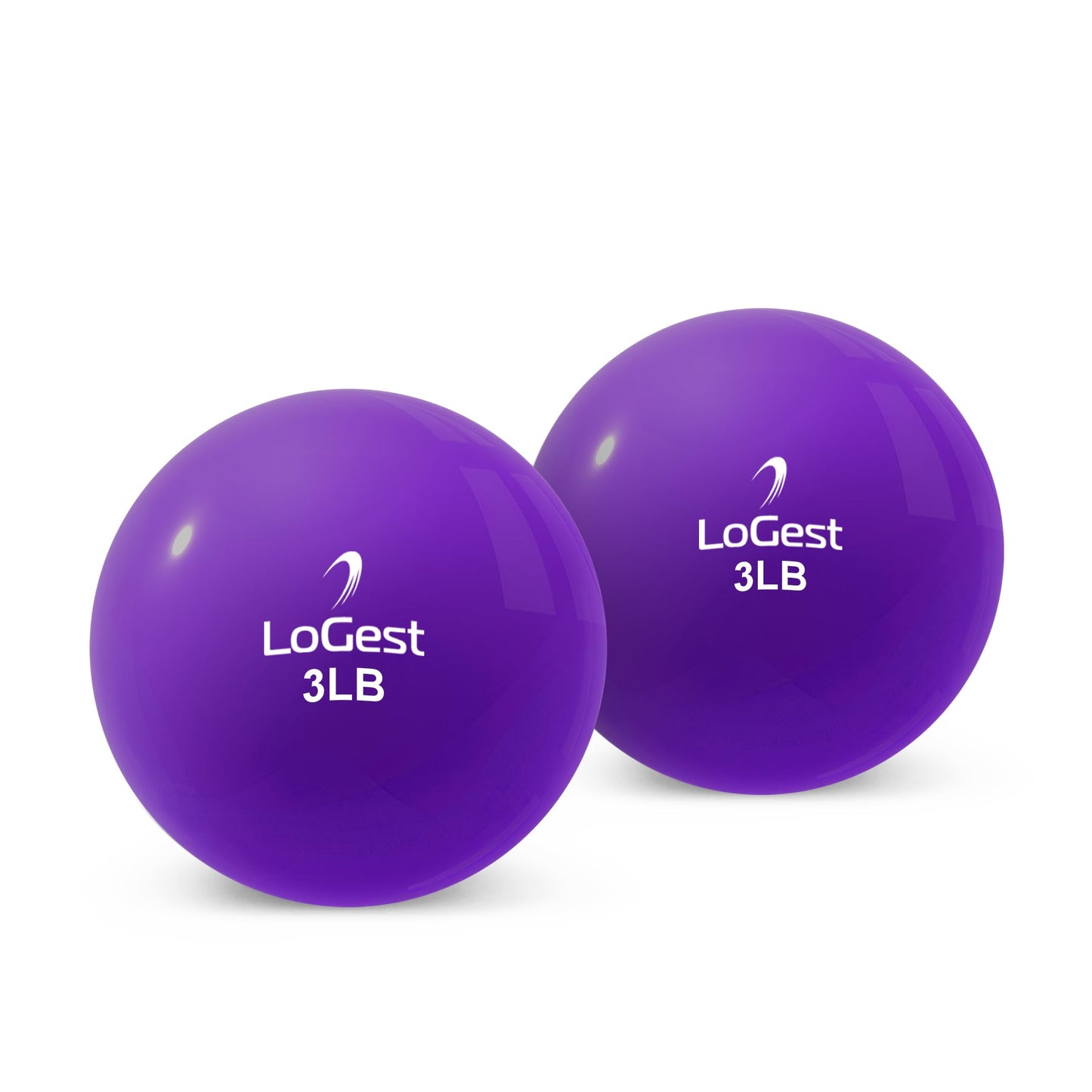 Logest Weighted Toning Exercise Balls Pair - Round Shape Medicine Ball - 1LB 2LB 3LB 4LB 5LB 6LB Available - Toning Muscle for Men & Women - Color-Coded Difficulty Levels (3LB - Pair)
