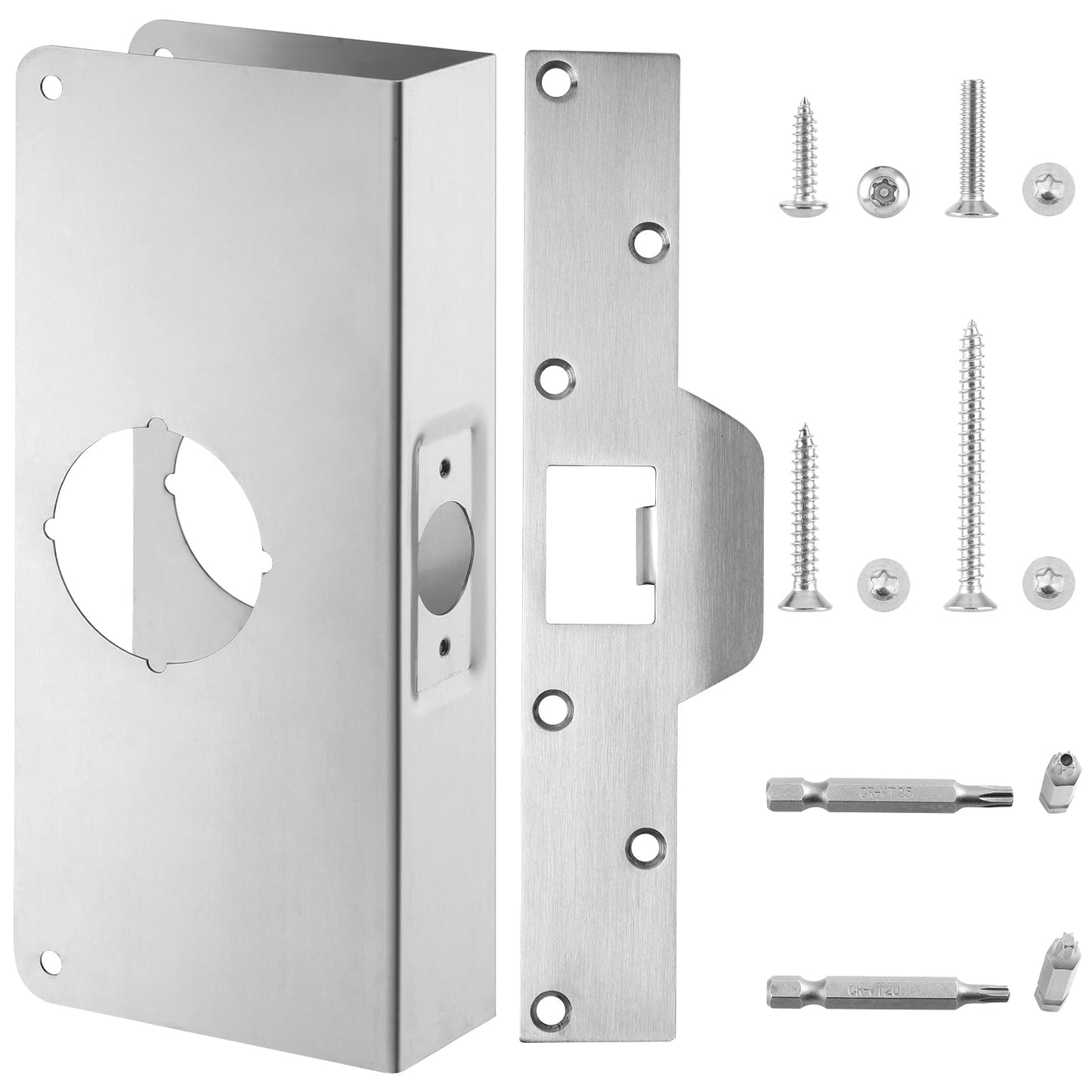 U 9551 Stainless Steel Lock and Door Reinforcement Plate fits 1-3/4"Thick Doors and Includes the U 9476 Security Latch Strike (1-1/4 "x 7-7/8").