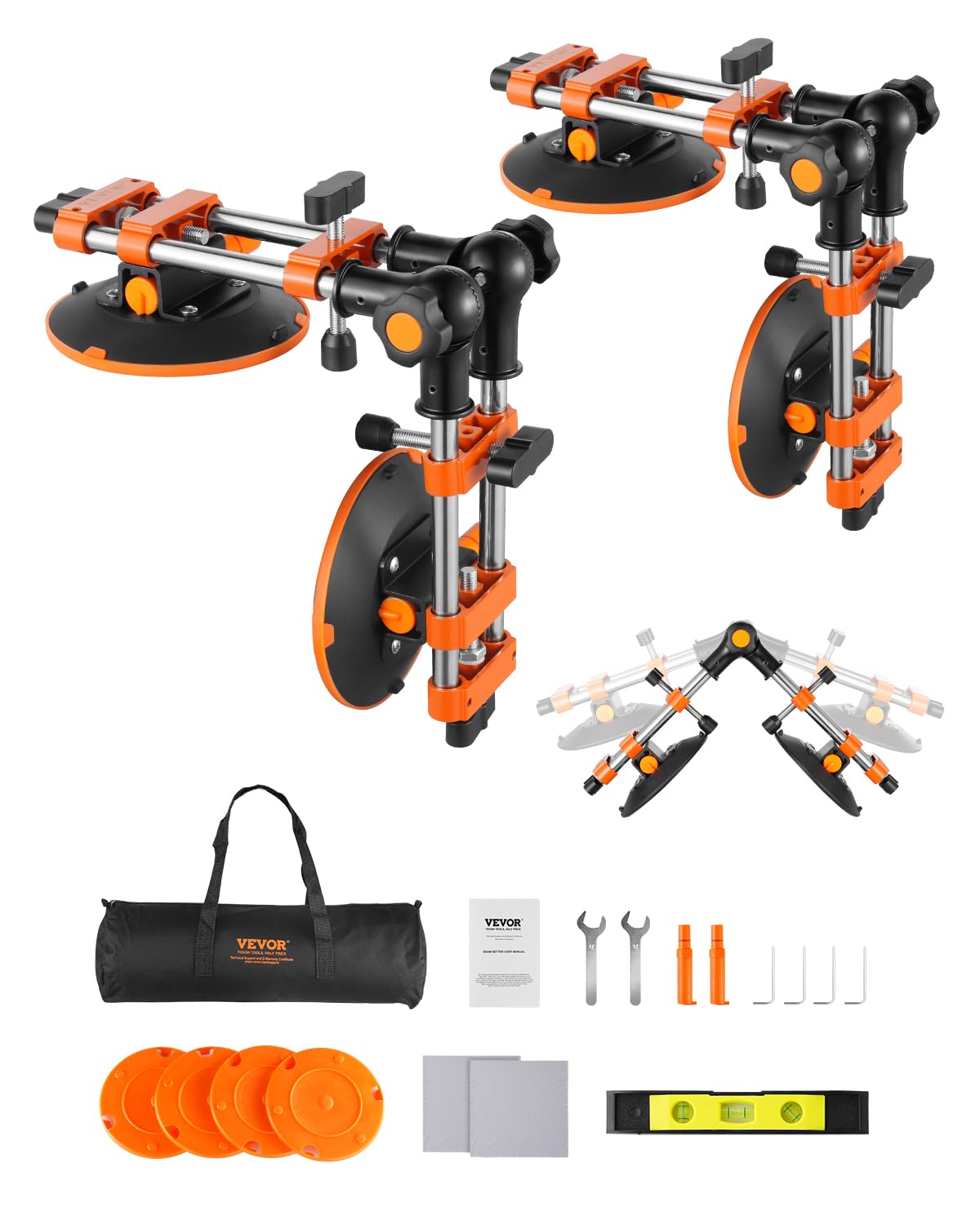 VEVOR 90 Degree Stone Seam Setter, 2 Packs Granite Seam Setter with 6 in Suction Cups, Seam Joiner for Seam Joining & Leveling, Granite Right Angle 90 Degree, 180 degrees, 270 degrees Countertop