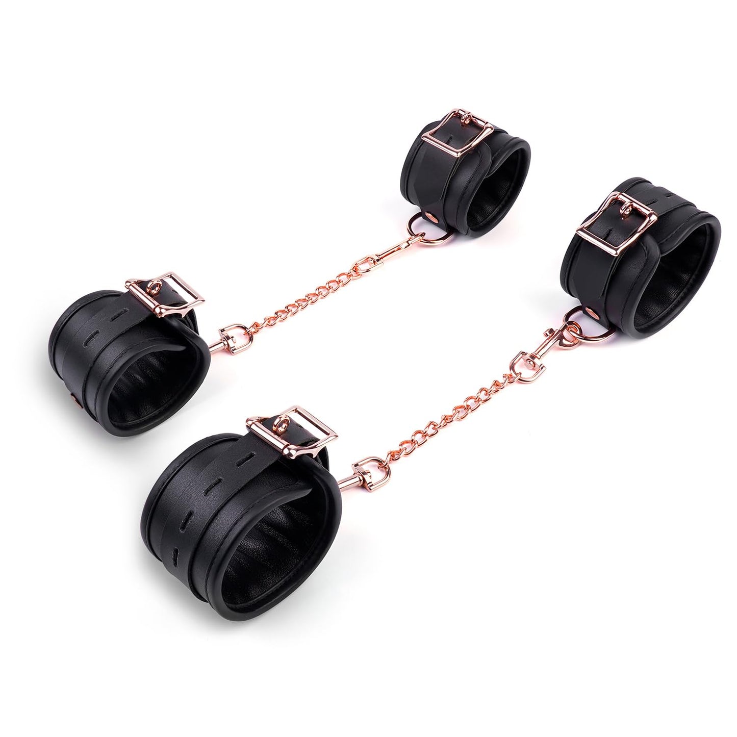ZHATCTEI Black Adjustable 4 Real Leather Ankle Straps Wrist Cuff Fitness Leg Exercise Ankle Bracelet Kit Cosplay Cuff Accessories Sports Fitness System Set