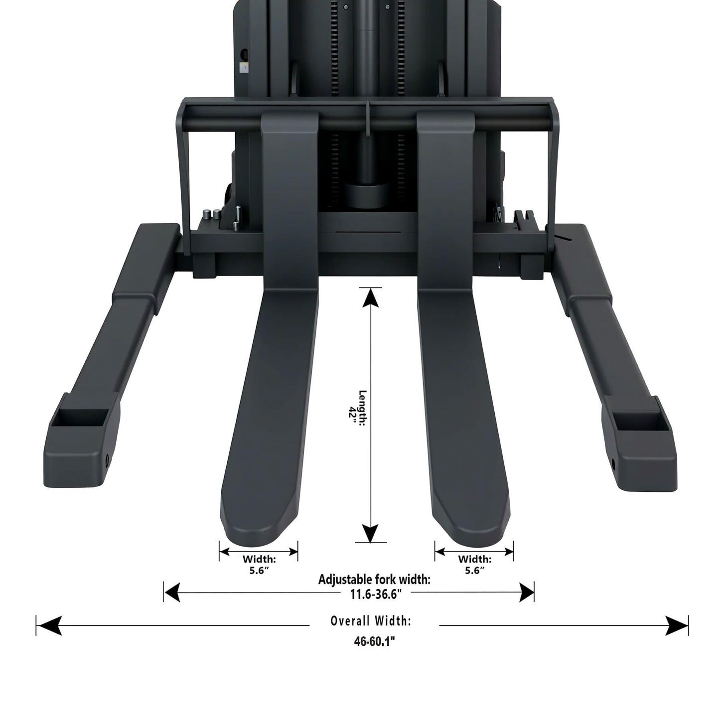 Tory Carrier Semi-Electric Stacker, 3300lbs Load Capacity, 118" Max. Lifting Height Pallet Lift Forklift with Straddle Legs and Forks Material Lifter Adaptable for Most Pallets