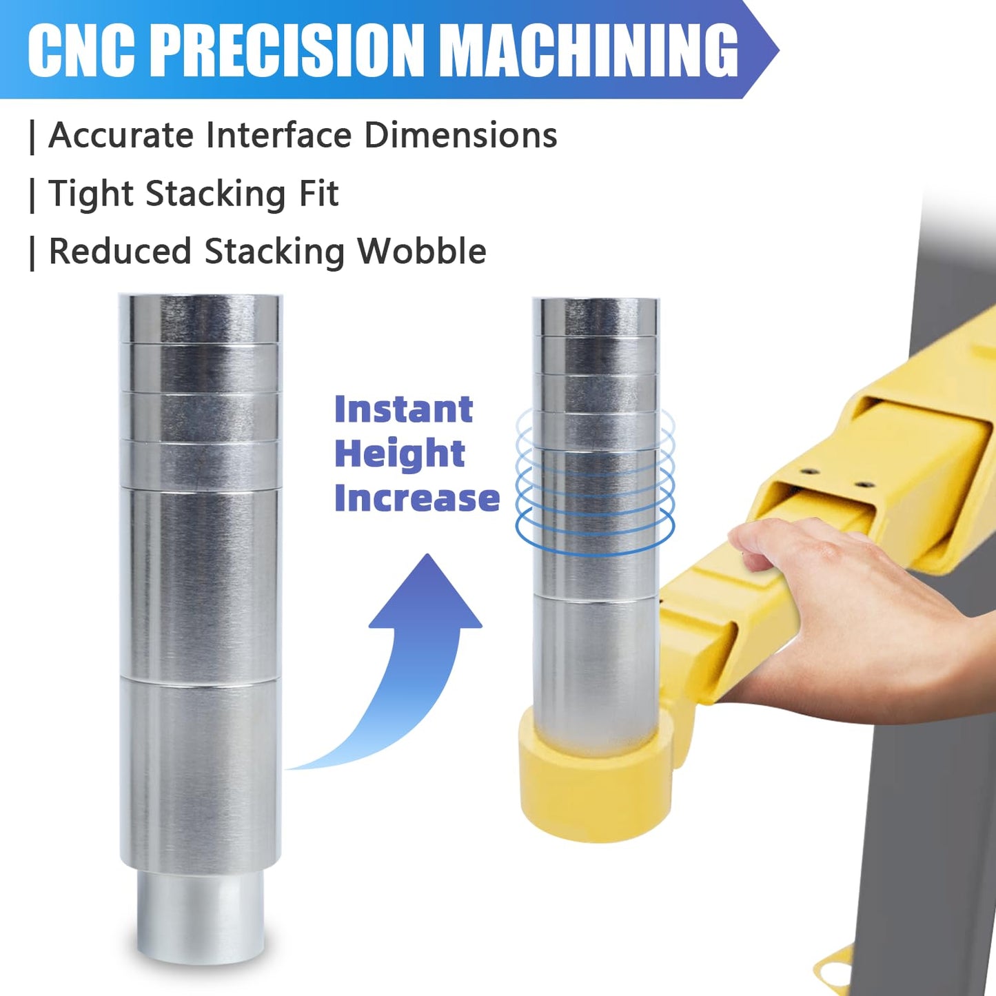CreatAuto 24pcs 35mm Car Lift Adapter Kit, 2/2.5/3/3.5/4/4.5/5/5.5/6 Inch 9 in 1 Extension Stack Truck Adapter Kit, Fit for Most 2-Post Car Lift Bridge Jack Support, Fit for BendPak 2-Post Lift