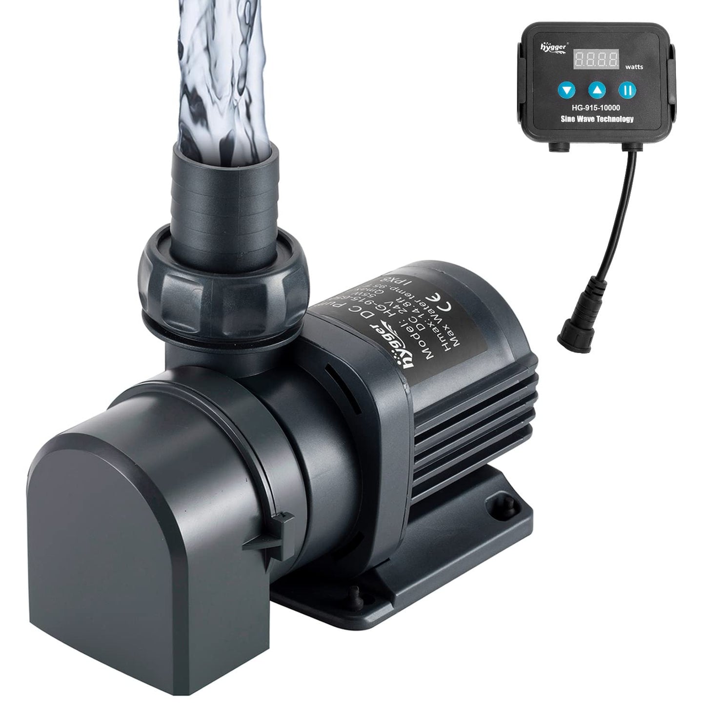 Hygger 2650GPH Quiet Submersible and External 24V Water Pump, with Controller (30%-100% Settings), Powerful Return Pump for Fish Tanks, Aquariums, Ponds, Fountains, Sump, Hydroponics (80W, 19.7ft)
