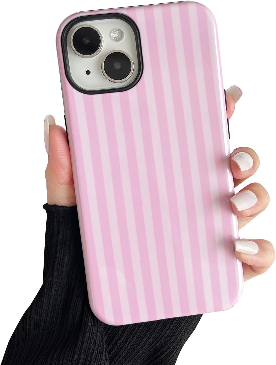 CHEDEMK 15 15 6.1"- Compatible with iPhone Case, Cute Fashion Aesthetic Striped Pattern Cover for Women, Shockproof