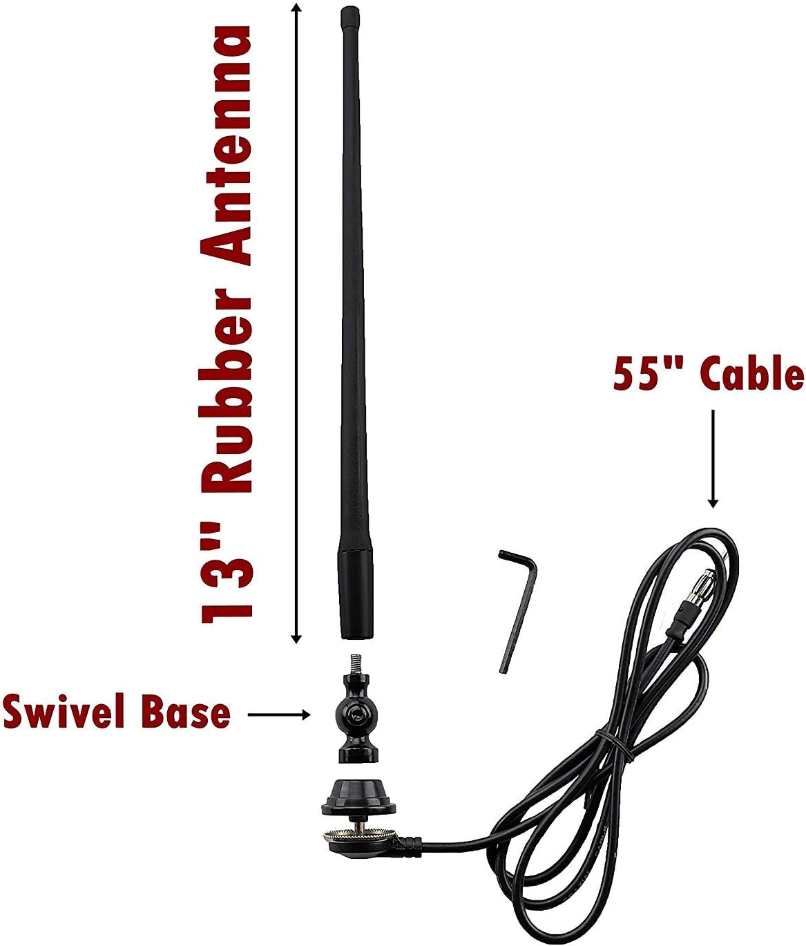 AntennaMastsRus 15 Inch - Black AM-FM Rubber Ducky Antenna Kit fits Kubota Backhoe Excavator Loader Skid Steer Tractor