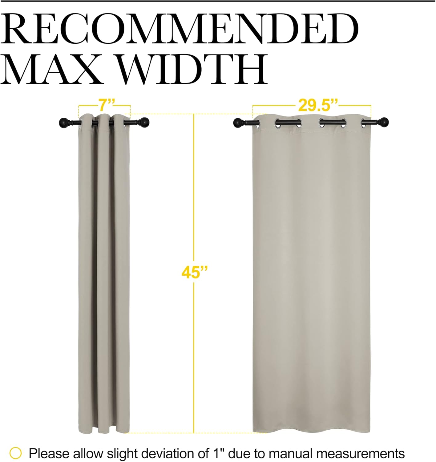 NICETOWN Room Darkening Short Curtain Panels - Thermal Insulated Grommet Drapes (Natural, 2 Panels, W34 x L45-Inch)