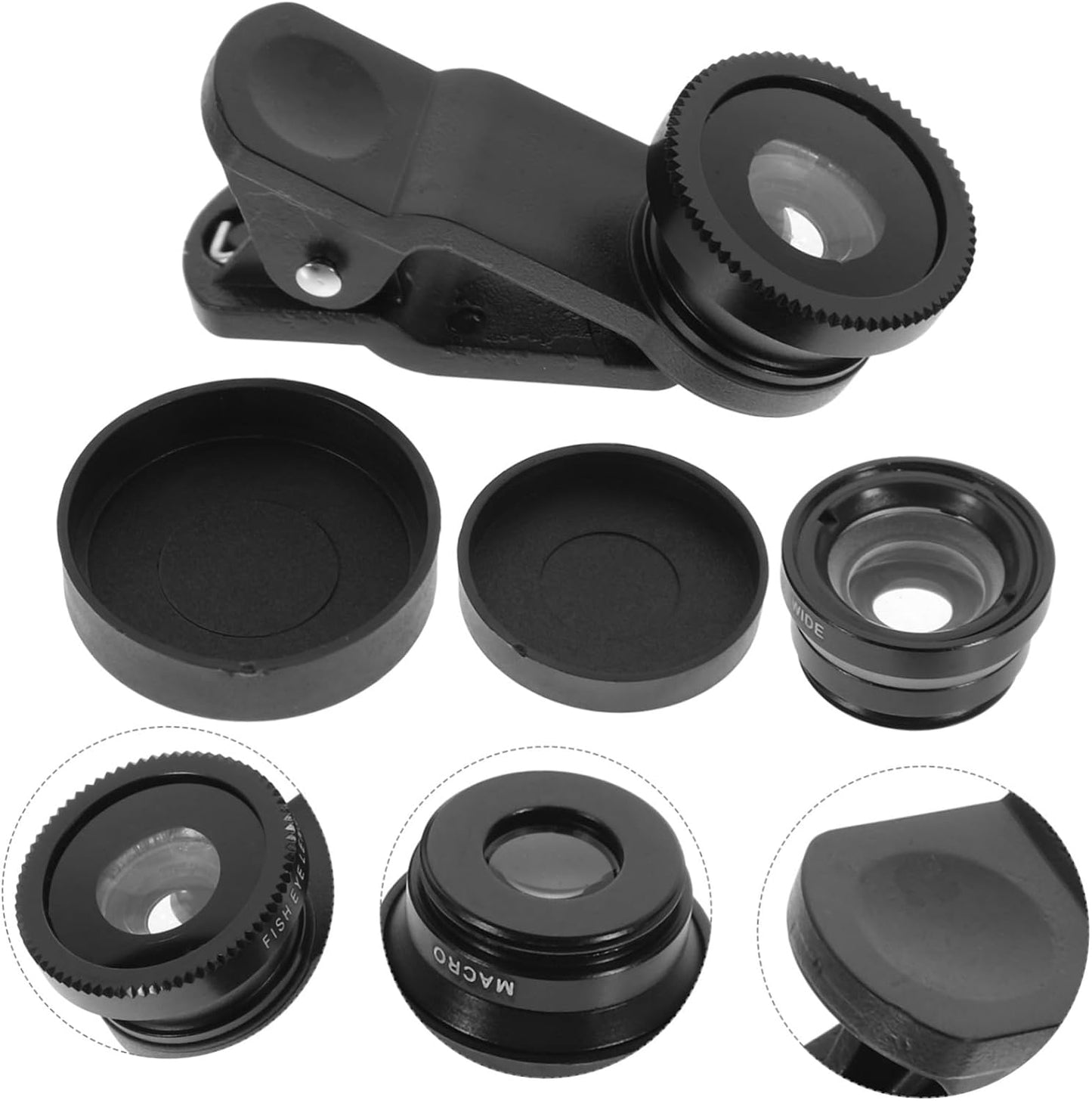 ARTIBETTER 1Set Phone Camera Lens Macro Wide Angle Fisheye Lens Kit for Mobile Phones Clip Design for Enhanced