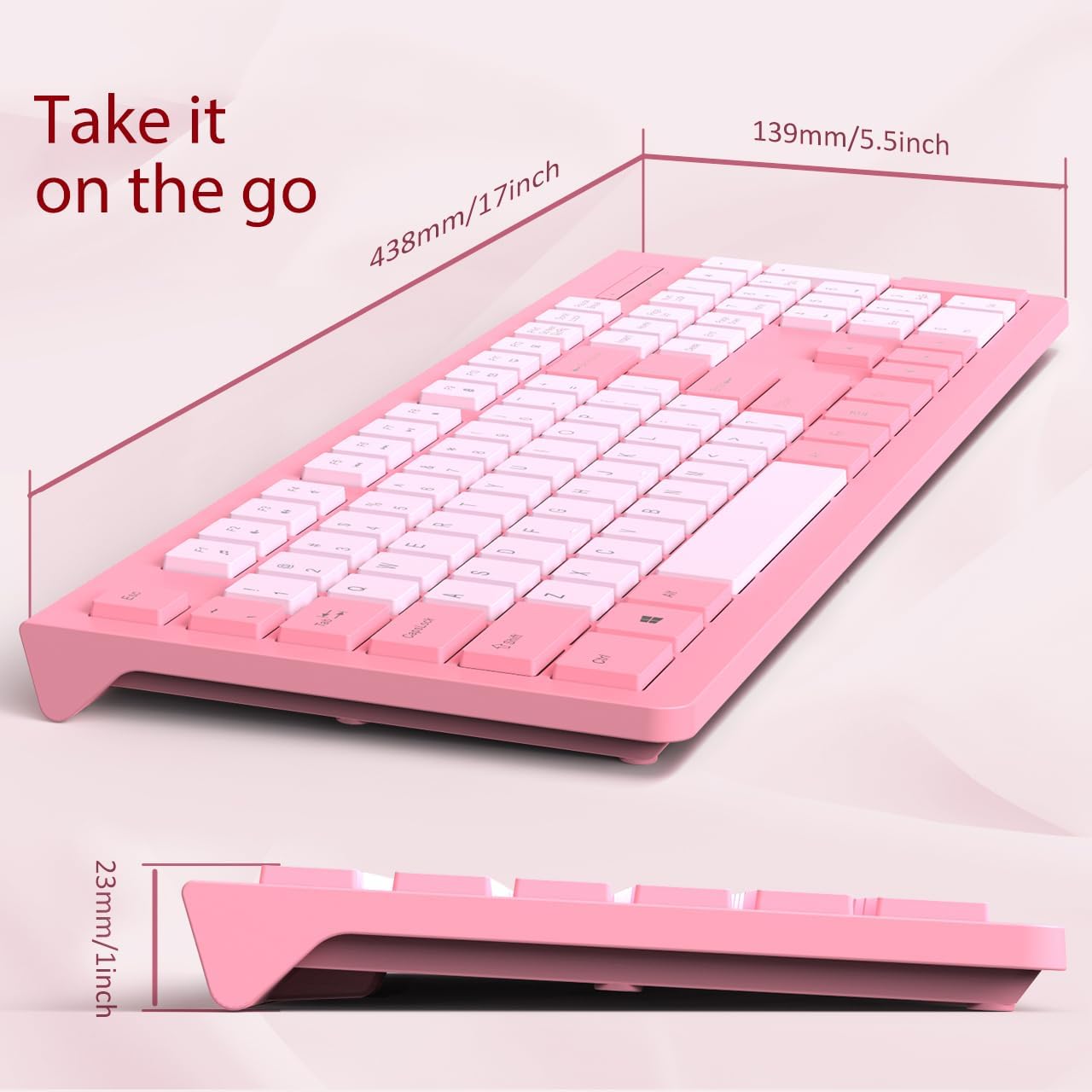 COLIKES Wired Keyboard, Ultra-Thin USB Wired Computer Keyboard, Low-Profile Keys, Spill-Resistant, Multimedia Keys