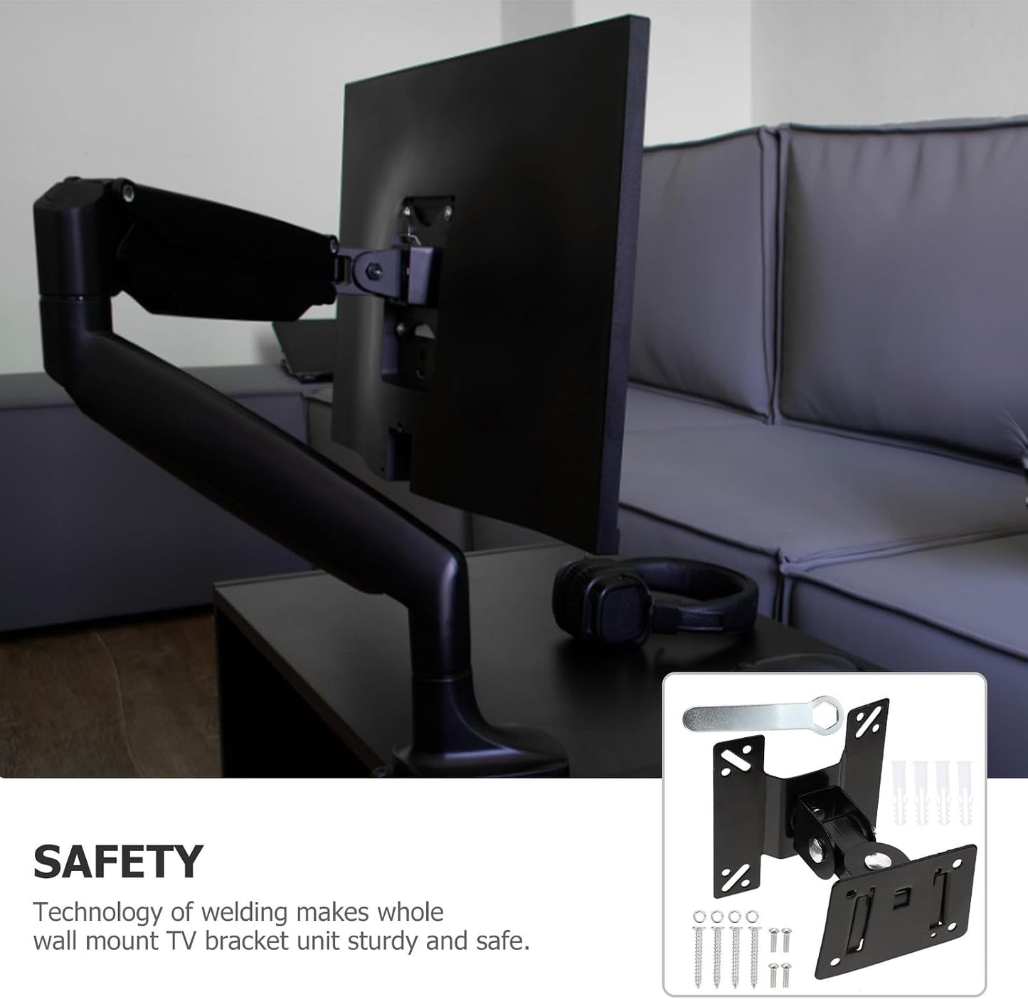 jojofuny 14-27 Inch 360 Adjustable Monitor Mount Bracket Metal Pivot Tv Wall Mount Rotation Swivel Stand for Home