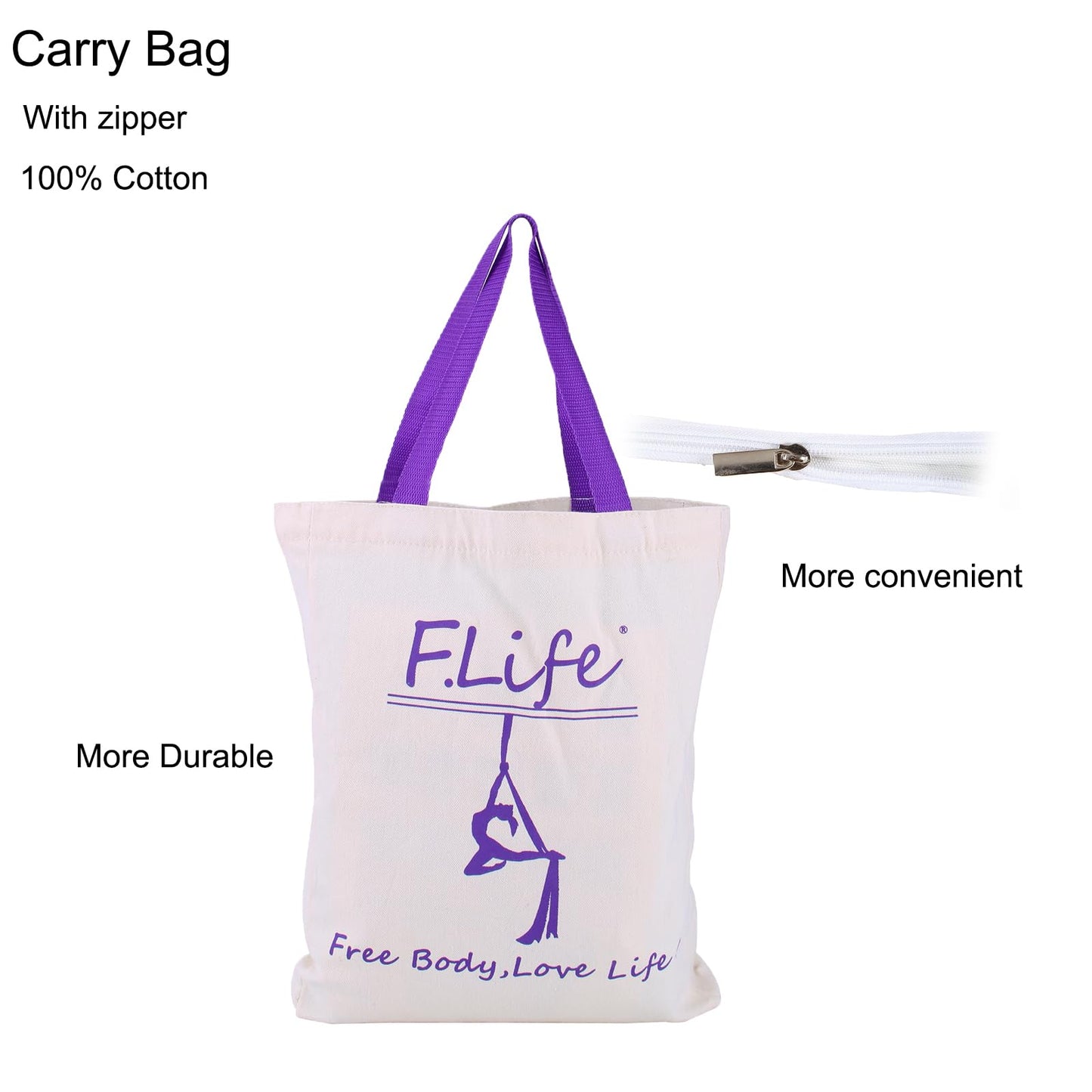 F.Life Aerial Yoga Hammock 6.5 yards Premium Aerial Sling Silk Fabric Yoga Swing for Antigravity Inversion Include Daisy Chain,Carabiner and Pose Guide (Blue Omber)