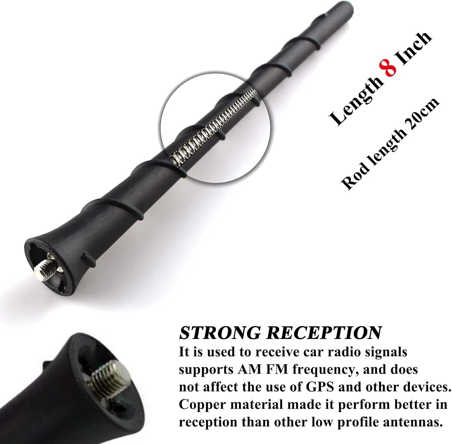 E-Vniko 8'' Inch 2011-2022 200 5091100AA 68297936AA Roof Antenna Mast Compatible for Jeep Cherokee Grand Cherokee Dodge
