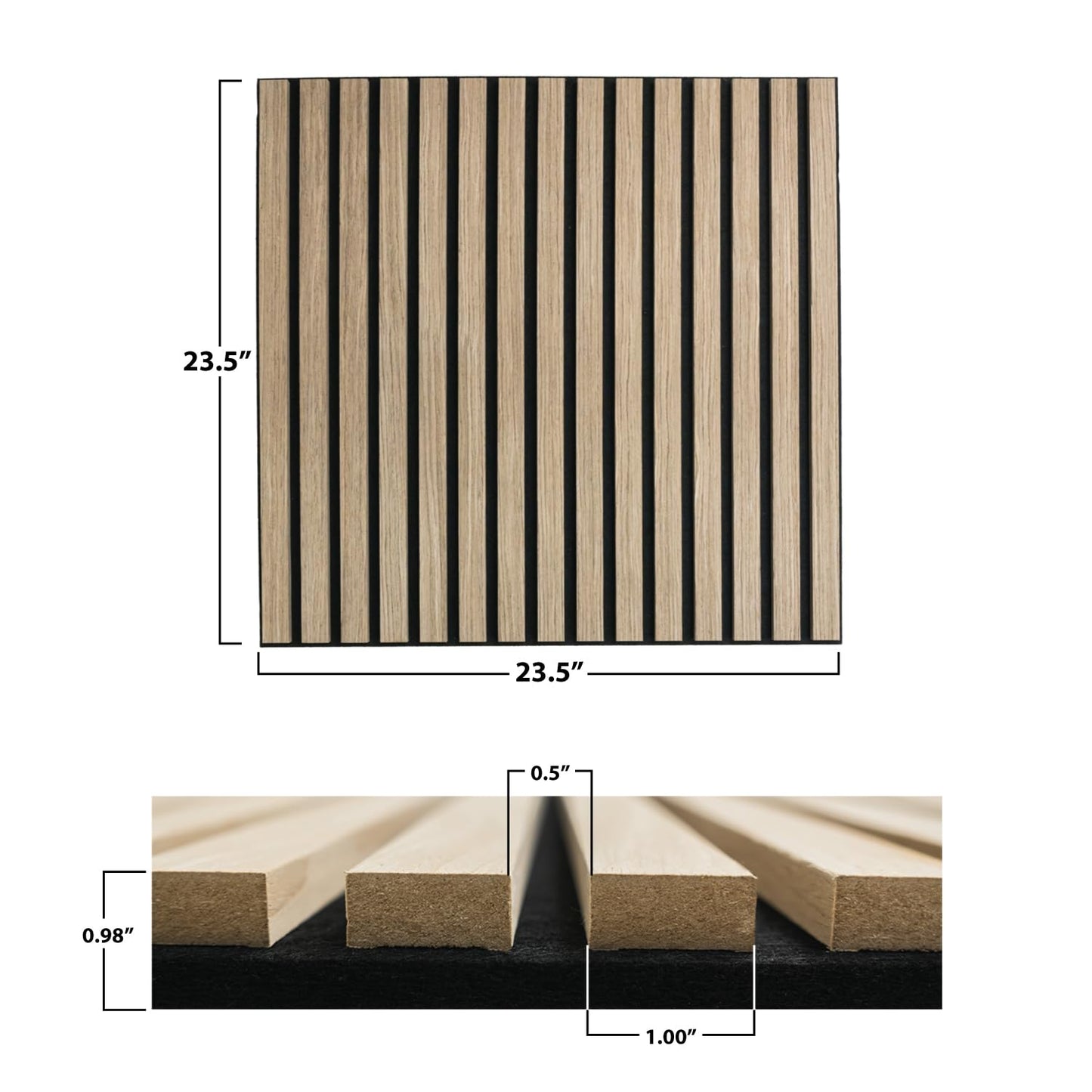 CONCORD WALLCOVERINGS ™ Fluted 3D Slat Acoustic Wall Panels – Interior Wooden Sound-Absorbing Veneers for Noise Reduction & Soundproofing - 23.5" x 23.5" (Pack of 4, Covers 15.2 Sq Ft) - Silver Ash