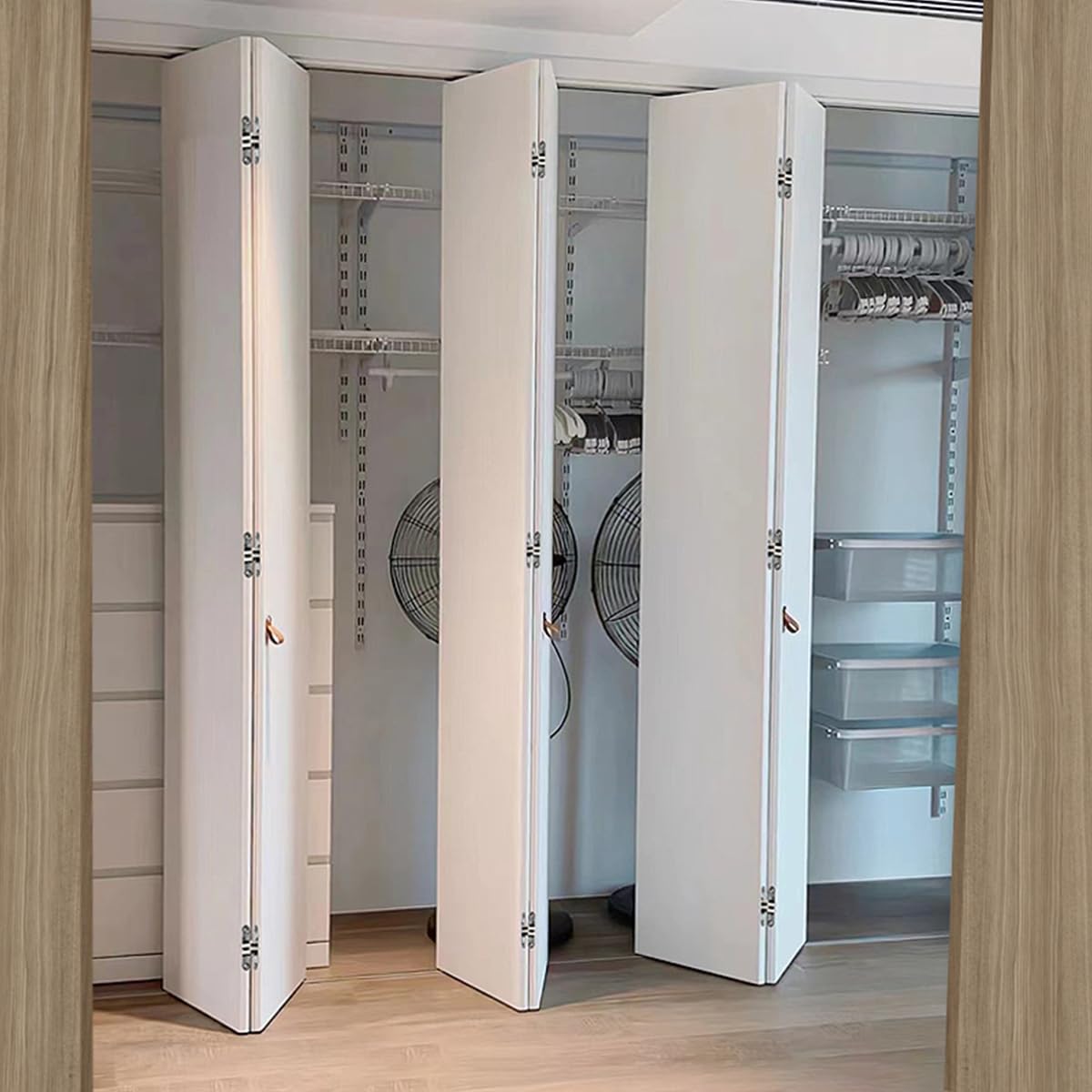 Free Sliding Bifold Door Hardware with Track，36”Bi-fold Closet Door Hardware Smoothly and Quietly，2 Set for 4 Door(Door Not Included)