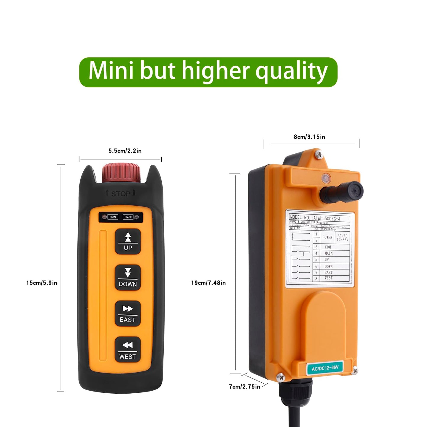 Wireless Overhead Hoist Crane Remote Control Mini 4-Channel 220V 380V Industrial Crane Winch Lift Radio Remote Controller Transmitters and Receiver
