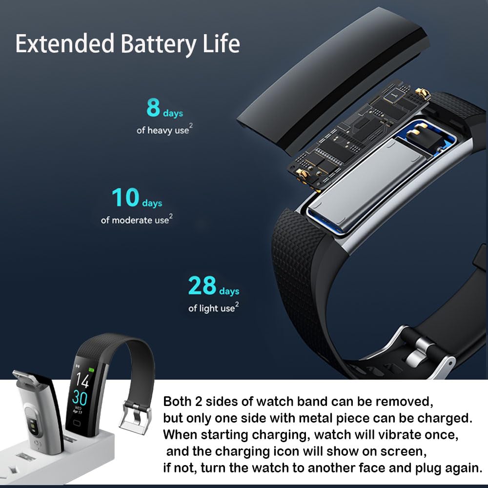 Jawploy Fitness Tracker with Heart Rate Monitor/Step Counter/Calories, Smart Watch Activity Tracker Sleep Monitor, IP68, Health Tracker Pedometer for Man Women