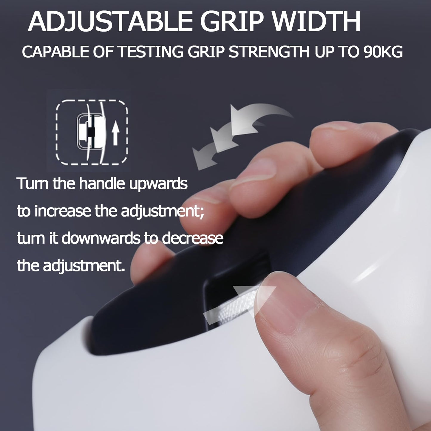 Digital Hand Grip Strength Tester, 198lbs/90kg Electronic Grip Dynamometer with Adjustable Handle & Backlit Display, Comfortable Grip Strength Meter for REHAB, Seniors, Sports & Home Use