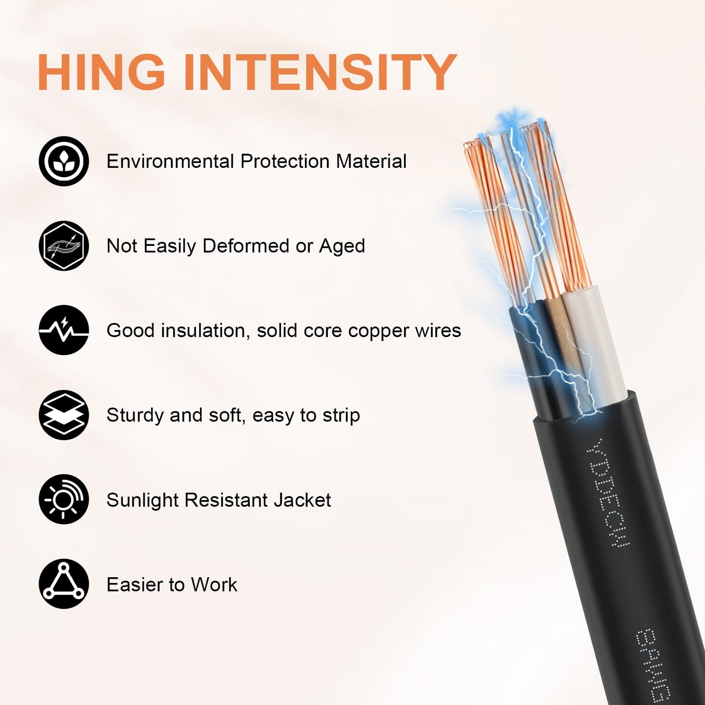 YDDECW 8/2 NM-B Wire with Ground - 100FT 8 Gauge Non-Metallic Sheathed Cable Pure Copper 8 AWG 2 Conductor Residential Indoor Wire for Outlets, Switches and Other Loads etc.