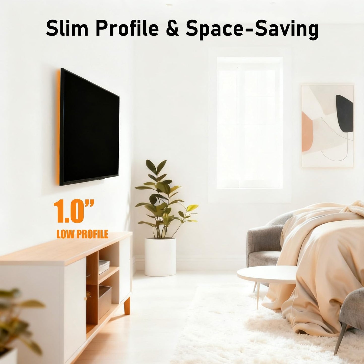 Alrhipvm 17-43 inch 66lb, VESA200x200mm Fixed TV Wall Mount Bracket, Low Profile for Most LED LCD OLED Flat Curved