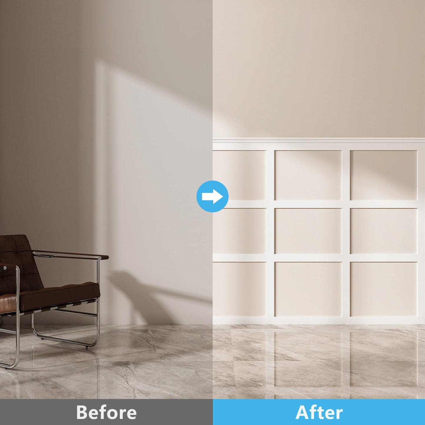 Art3d Precut Board and Batten Wainscoting Panel Kit Covers 10Ft. - Paintable Molding Trim Slat with Edge Strip, Ready to Assemble Accent Wall Decor for Living Room Dining Room Hallway, White