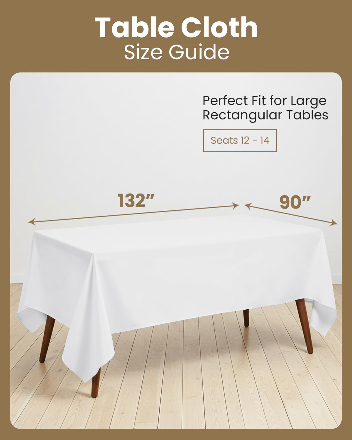 Utopia Kitchen Rectangle Table Cloth 2 Pack(90x132 Inches, White), Tablecloth Machine Washable, Polyester Table Cover for Dining, Buffet Parties, Picnics, Events, Weddings and Restaurants