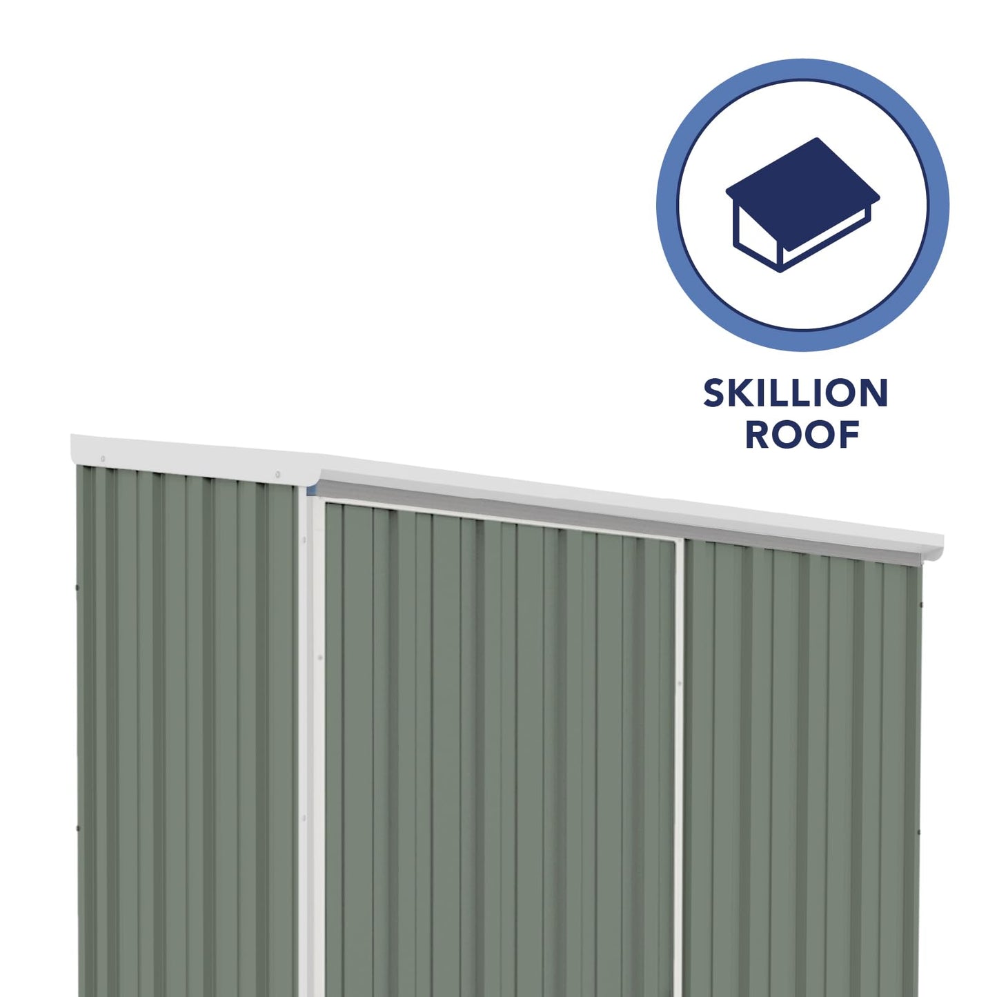 Absco EZI Slider 5 Ft. x 3 Ft. DIY Galvanized Steel Outdoor Skillion Roof Storage Shed with Single Sliding Door, Ideal for General Lawn Garden Tools, Surfmist