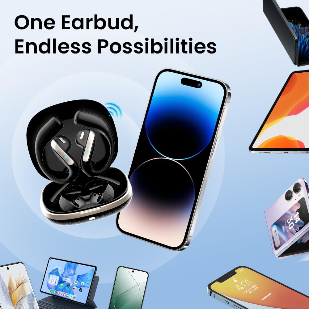 5.3 58H IPX7 Piluyaa Open Ear Bluetooth Earbuds, Wireless Headphones Sport Over Earphones Built-in Mic with Ear Hooks