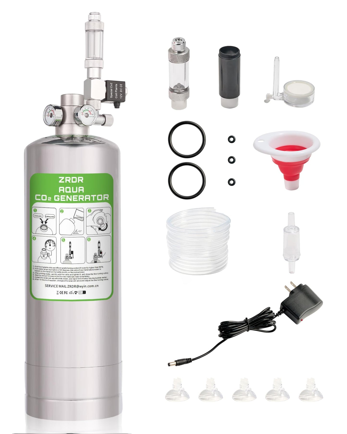 ZRDR 4L Co2 Generator System with Dual Gauge Display Pressure Gauge,DIY Co2 Generator System Kit, Automatic Pressure Relief Valve Bubble Counter for Plants Aquarium, Stable Output
