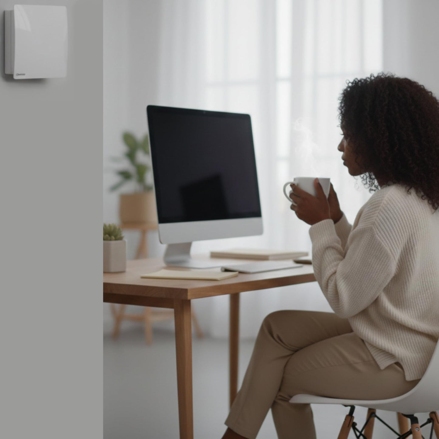 VENTS-US TwinFresh Comfo RB1-50-2 - Ductless ERV Through-the-Wall Single Room Ventilation Fan, 30 CFM, Energy Recovery Ventilator with Remote Control and Humidity Sensor