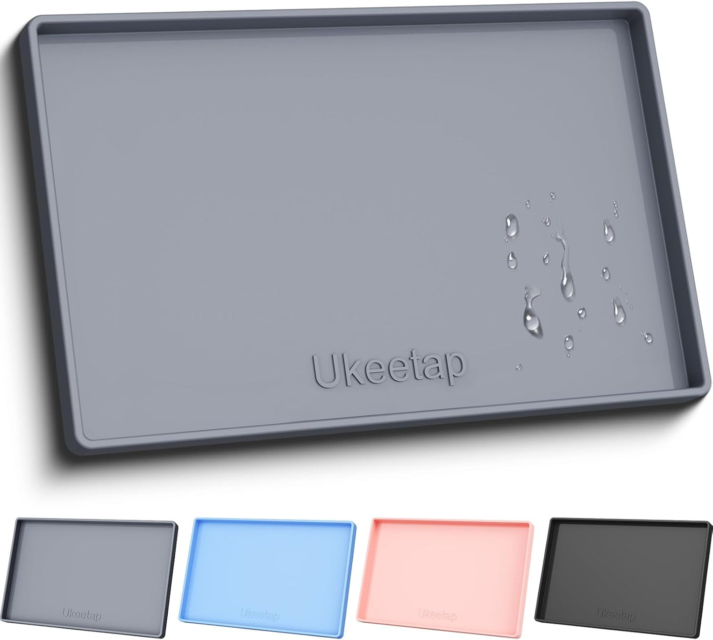 Ukeetap Extra Thick Silicone Mat - Waterproof Under Sink Mat for Kitchen & Bathroom | 34" x 22", Gray