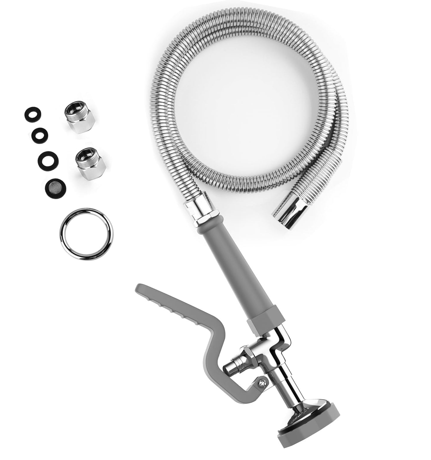 BESTJEEF Pre Rinse Spray Valve with 45” Stainless-Steel Hose,1.42 GPM Pre Rinse Sprayer Commercial Sink Sprayer with Ergonomic Handle Commercial Faucet Parts,Fit for Dish Washing Spray （Gray）