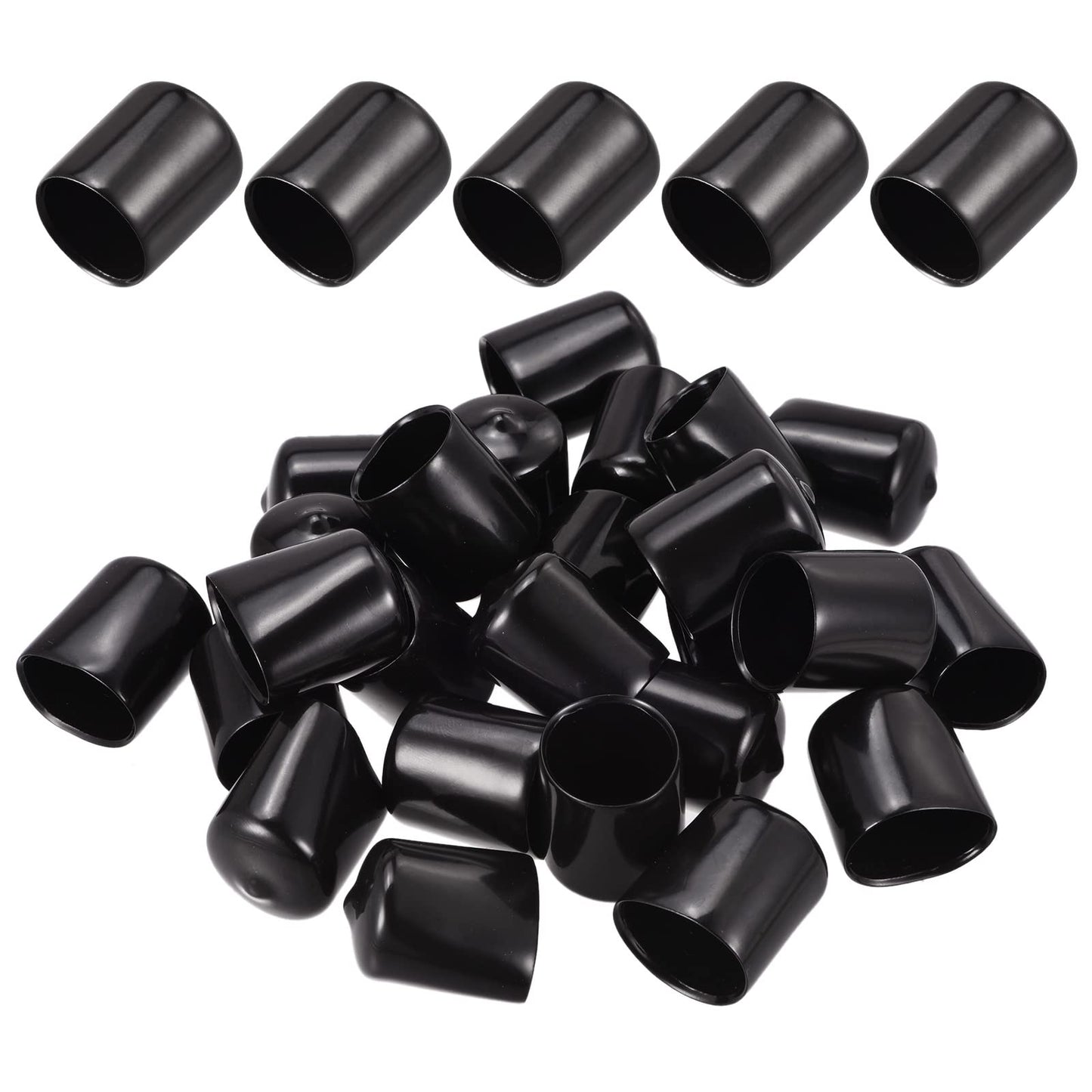 DMiotech 25 Pack 7/8" ID Black Screw Thread Protectors Rubber End Caps Bolt Covers for Screw Bolt Furniture Pipe