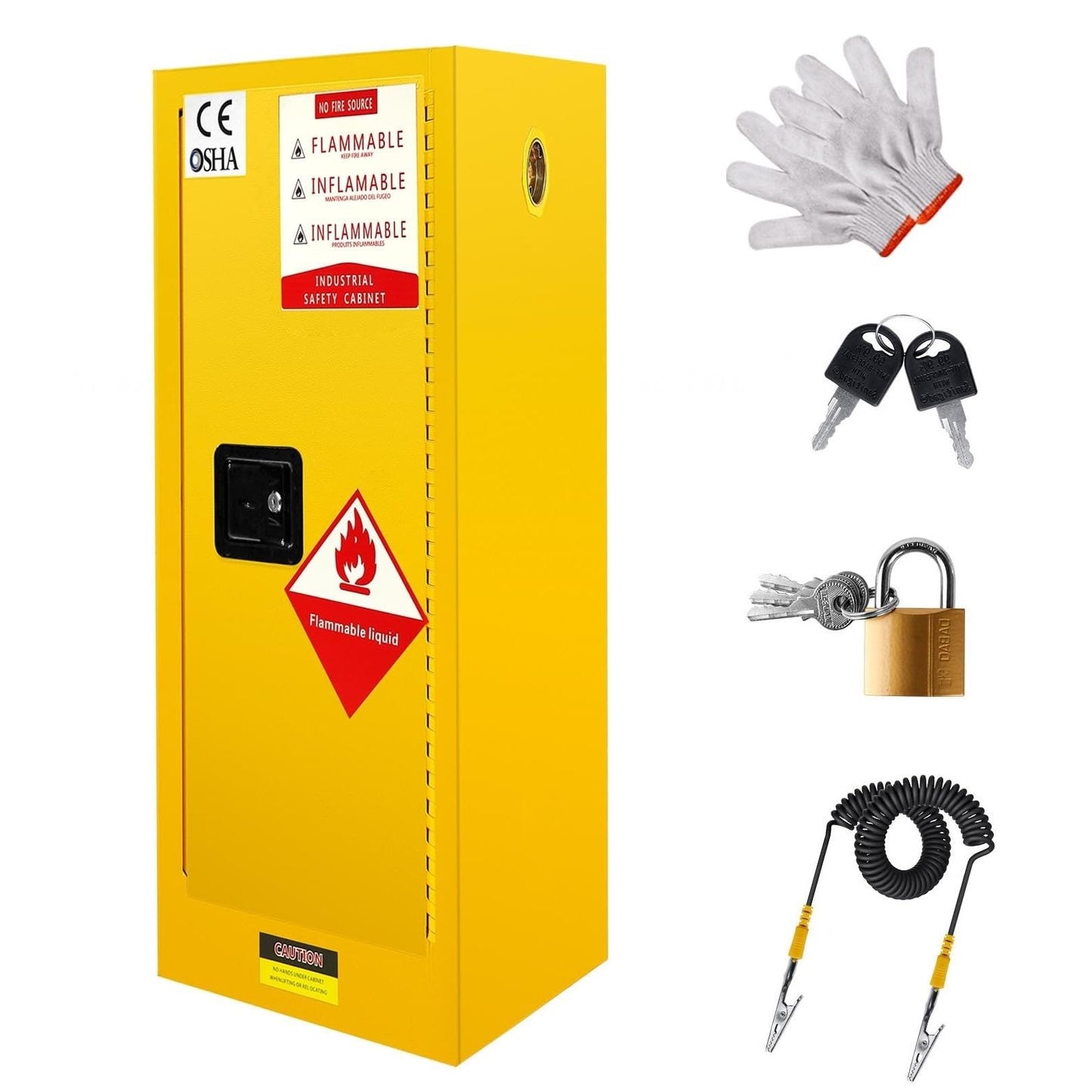 Flammable Storage Cabinet, 30 Gallon Fuel Storage Cabinets Fire Safety Cabinet, Chemcial Resistant Cabinet with Adjustable Shelves, Manual Locking Door, 38''x21''x21''