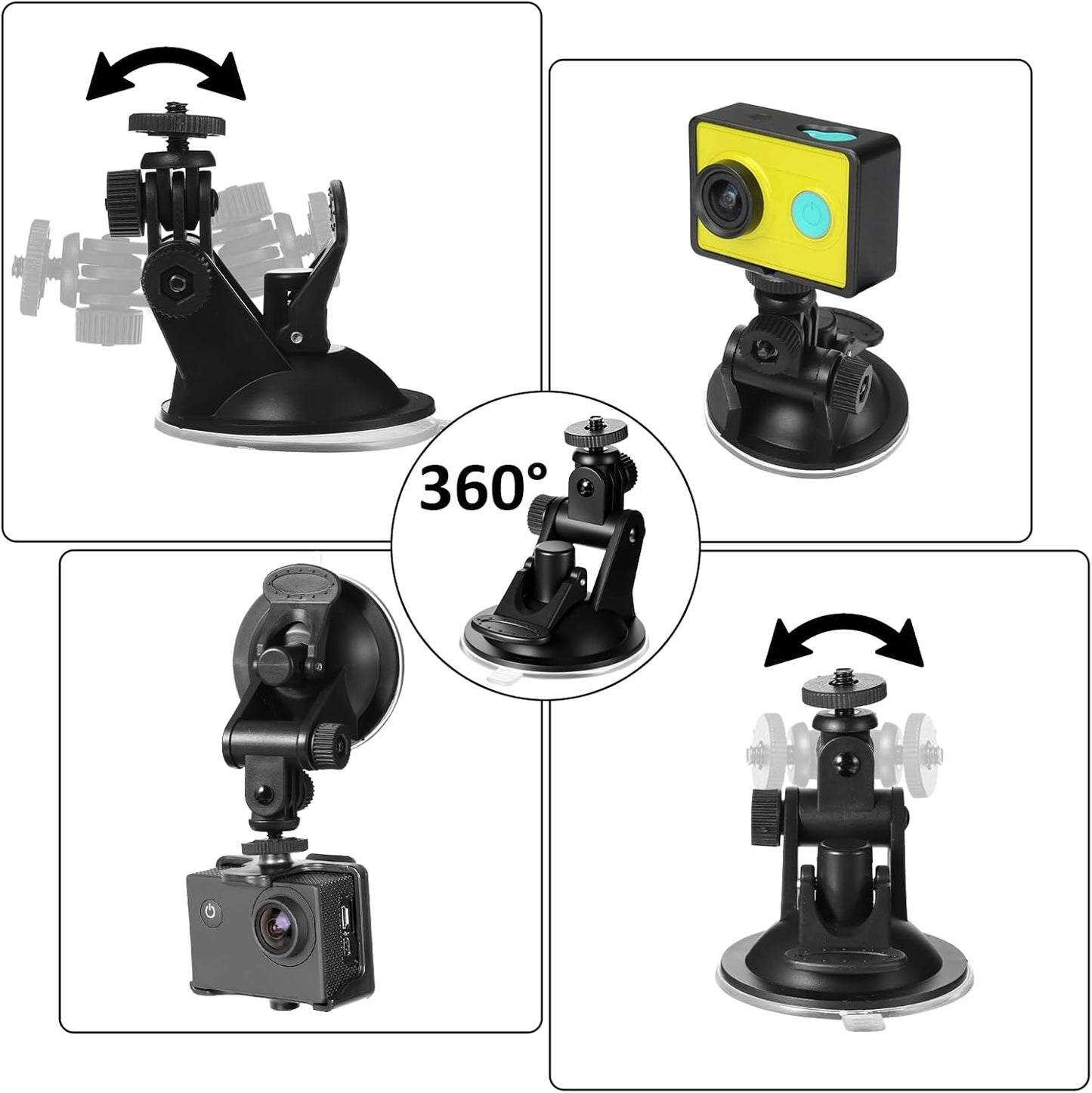 Qulkws 2PCS Dash Cam Suction Cup Mounts, Car Camera Mount, Windshield and Dashboard Suction Cup Mounts, Camera Mount