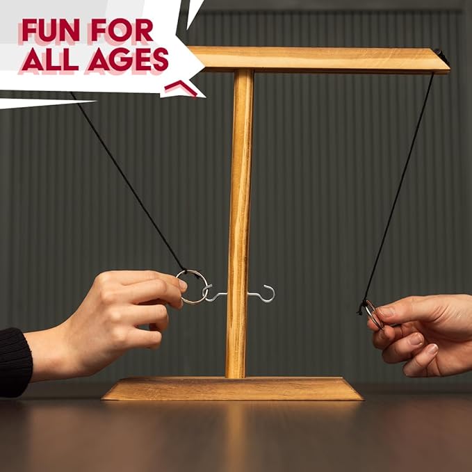 Premium Wooden Swing Ring Hook Game Set with Shot Glasses – Indoor/Outdoor Fun for Adults, Kids, and Family Parties