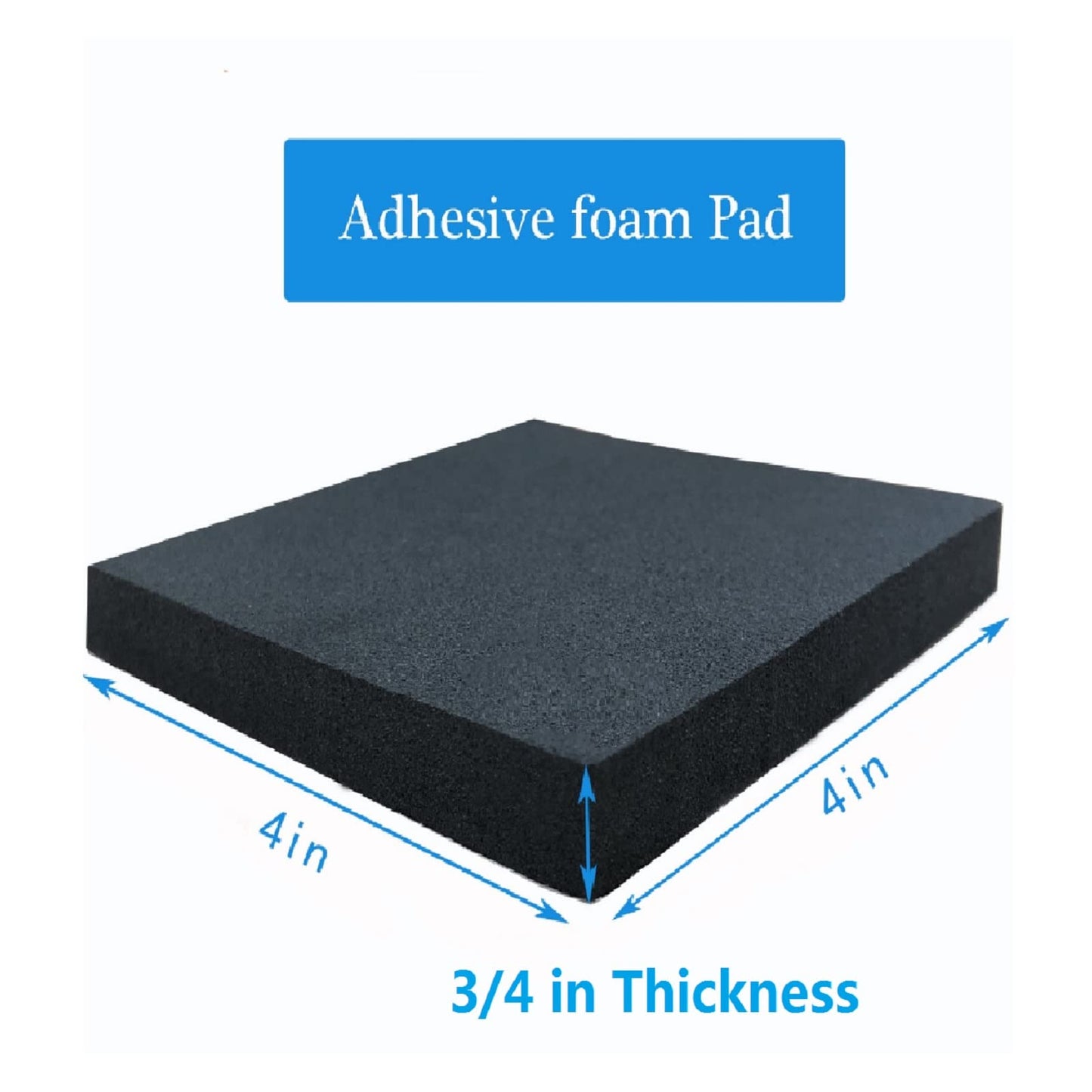 Adhesive Foam Padding, 4 Pieces Neoprene Foam Anti Vibration Pads High Density Closed Cell Foam Sheet, Insulation Soundproofing Black (4" x 4" x 3/4", 4 Pcs)