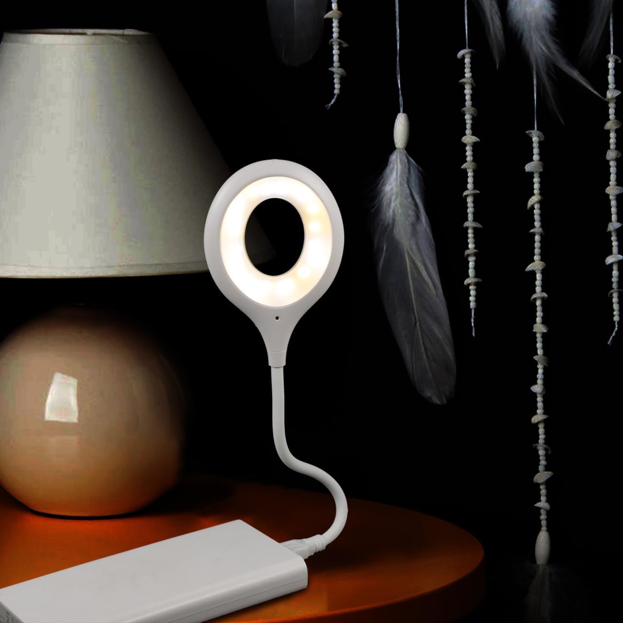 Dimmable Voice Activated USB Gooseneck Lamp Flexible Bedside Reading Light Night Light for Bedroom USB Powered