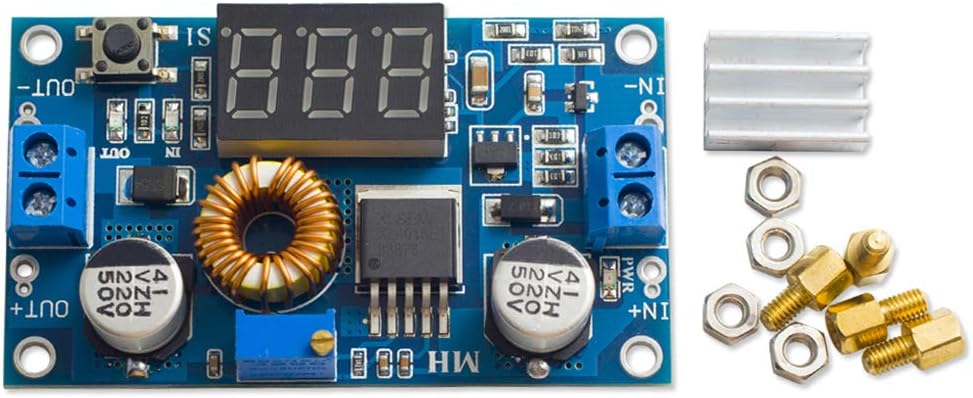 XL4015 5A 75W (1 Pack) Adjustable DC-DC Step Down Regulated Power Module with LED Voltmeter Digital Display Free