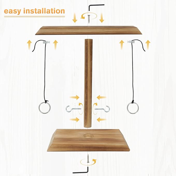 Ring Toss Games for Adults, Fun Hook and Ring Game, Home, Bar and Party Handmade Wooden Interactive Game