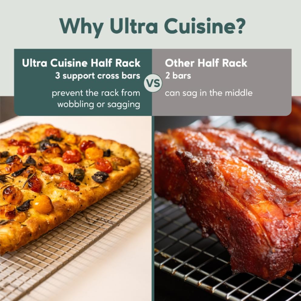 Ultra Cuisine Cooling Rack Set | Heavy-Duty 100% Stainless Steel | Oven & Dishwasher Safe | 11.5 x 16.5-Inch | Set of 2