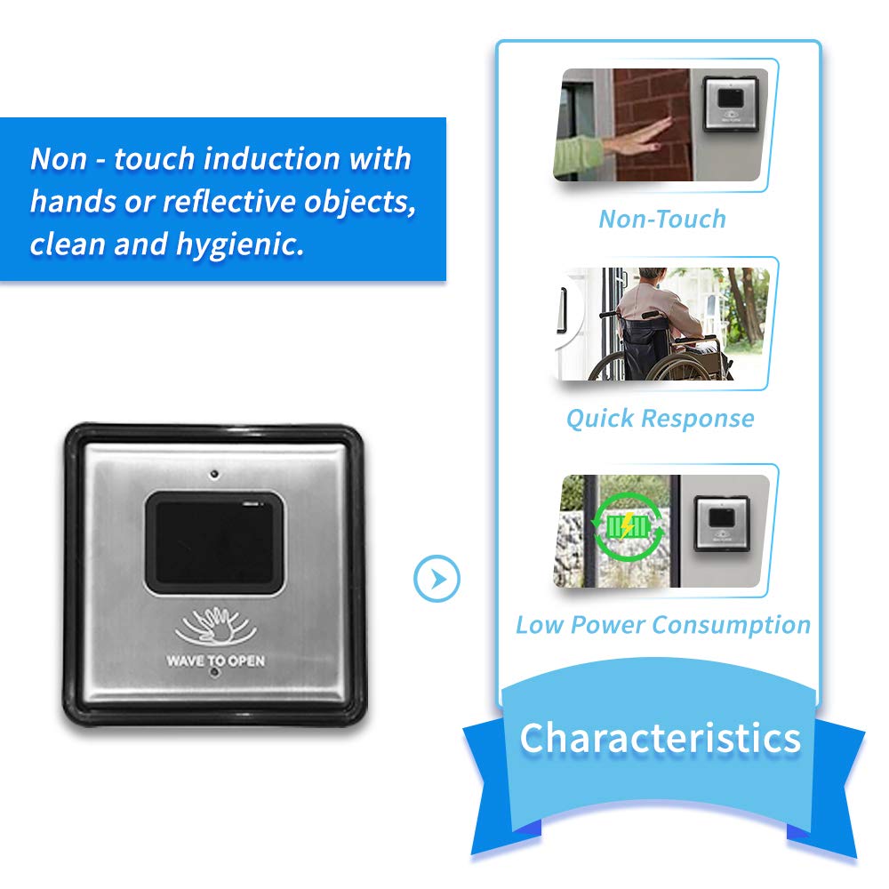 Olideauto Wireless Wave to Open Switch Touchless 2PCS Olide-512 Compatible for Automatic Door Opener and Receiver,with WIFI Function,Workable with Alexa&Google Assistant,Phone APP