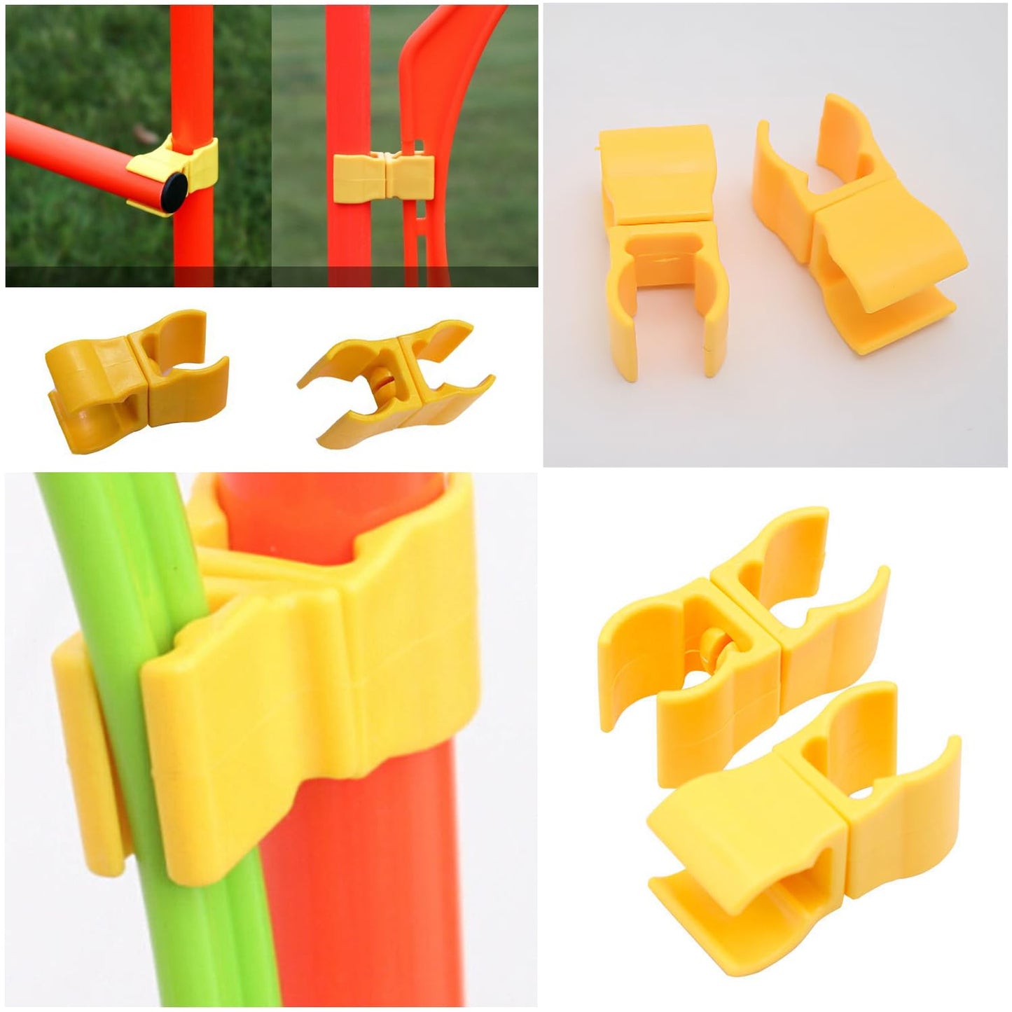SquEqu 6 Pack Agility Poles Clip Buckle Clamp Attachement Rotatable Connector Adapter for Soccer Agility Training Pole Sticks Obstacle Course Speed Rings Hurdles Football Exercise Equipment DIY
