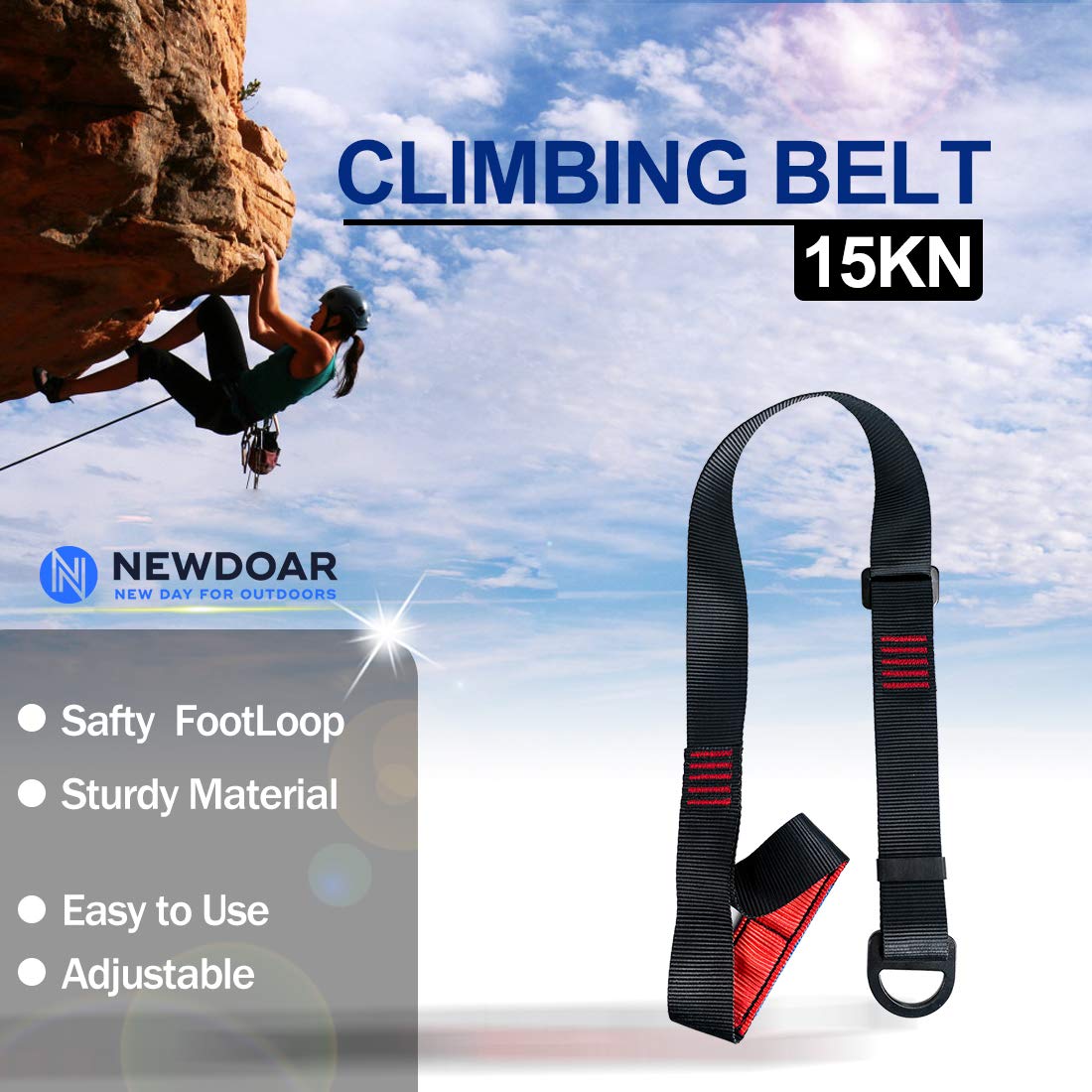 NewDoar Foot Ascender Loop for Climbing Tree Arborist (Black)