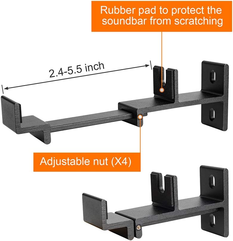 EXCEL LIFE Heavy Duty Aluminum Soundbar Wall Mount - Universal Adjustable Bracket for RV, Home Theater & More - Fits