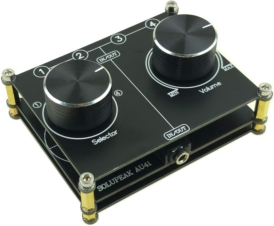 SOLUPEAK 3.5mm 4 1 1/8" AUX Cable Switcher, Input Output, AUX Source Stereo Splitter, Audio Selector Box, Signal Switch
