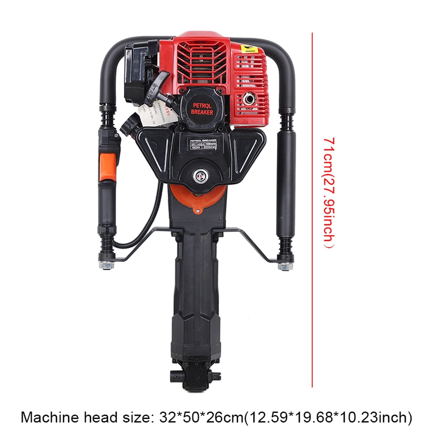awolsrgiop Gas Powered T-Post Driver, 52cc 2-stroke Gasoline Engine Pile Driver Cylinder Portable Gas Powered Farm Fence Post Pounder Pile Driver Engine for Piling, Stone Breaking, Trenching, Ramming