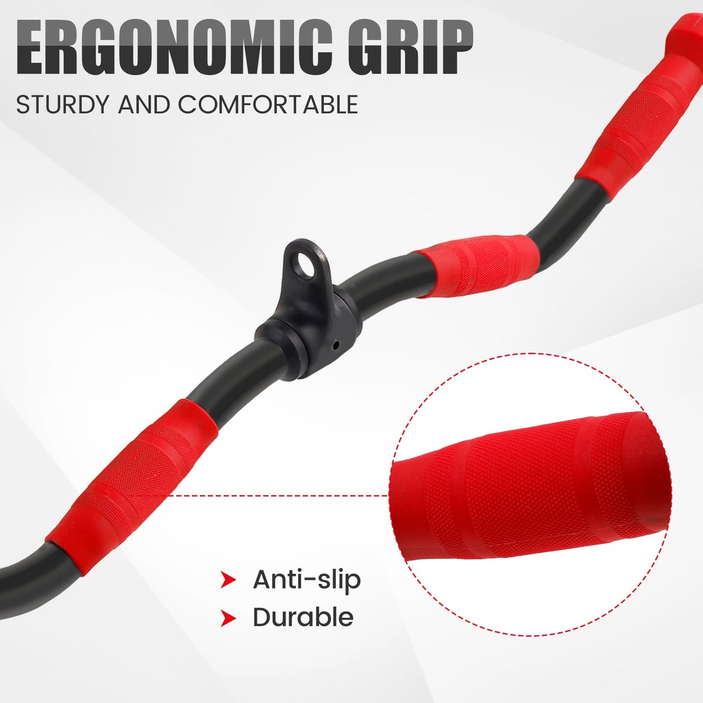 E.T.ENERGIC 31.1" Curl LAT Pull Down Bar with PU Grip, Environmentally Odorless, Lat Pulldown Attachments 360° Rotating Cable Machine Attachment Tricep Pull Down Attachment for Home Gym
